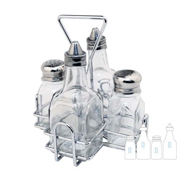 Cruet Set - 4 roestvrijstalen stukken